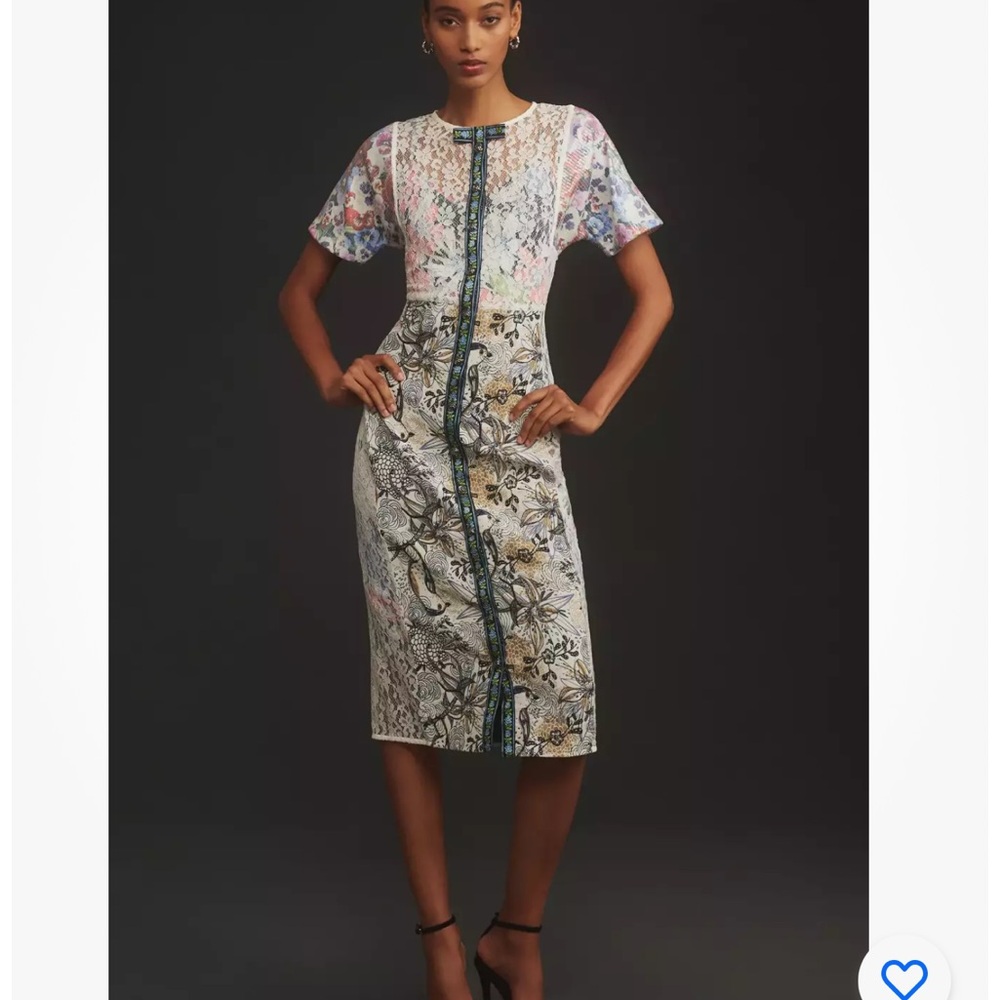 Anthropologie In Earnest by Byron Lars Sequin Brocade Midi Dress Size 6